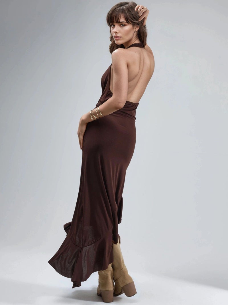 BUSEM Cowl Neck Midi Dress with Draped Detail - Image 3